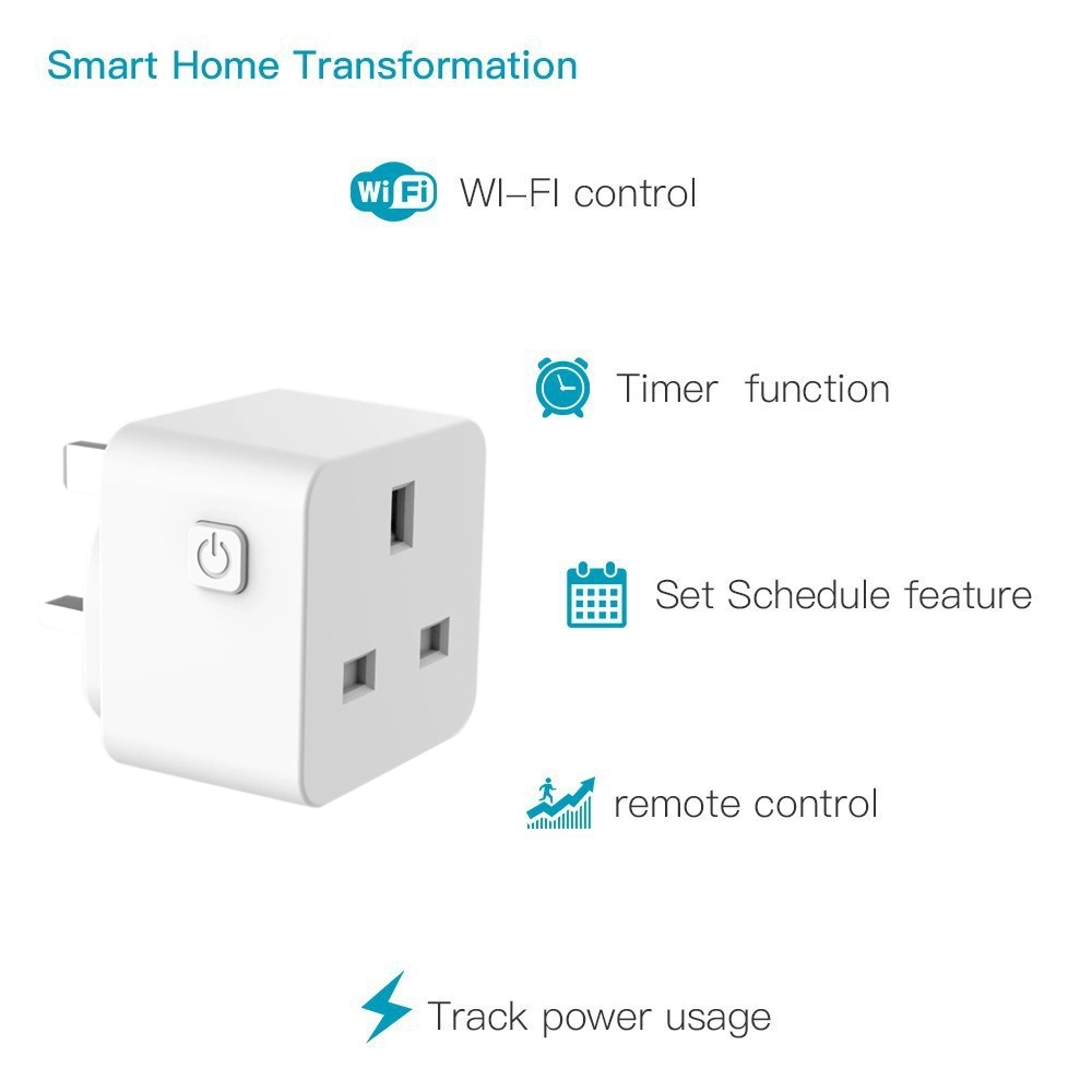 Tuya WiFi Smart Plug Outlet Wireless Power Socket with Power Monitor Vioce Remote Control Alexa Google Home No Hub Required UK