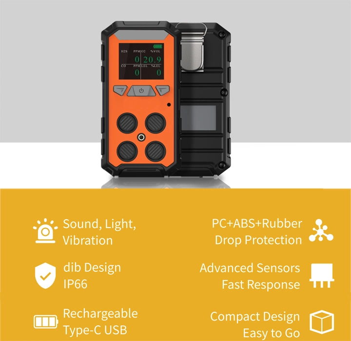 New Design Portable Multigas Detector Against 4 Common Gas Hazards